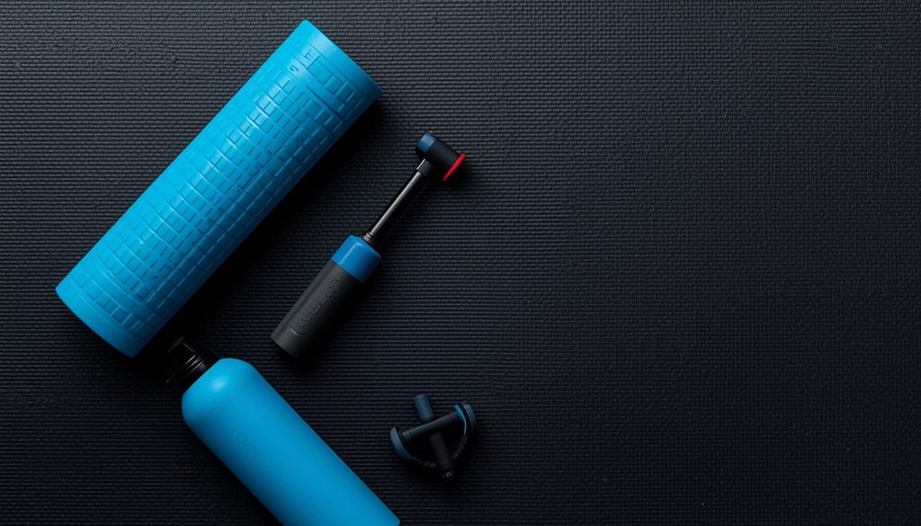 Comparison layout of recovery tools including foam roller and massage massager